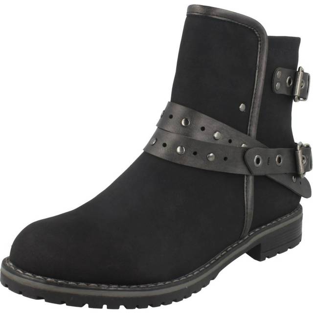 (UK 5, Black) Ladies Spot On Low Heel Ankle Boots F50708