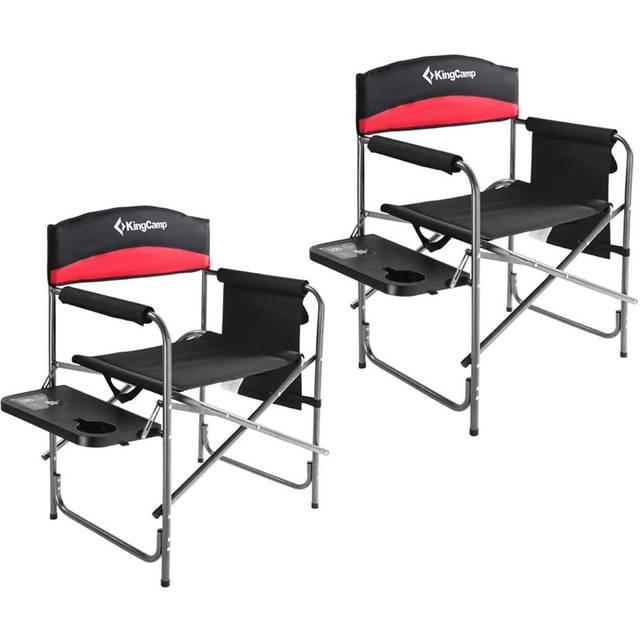 KingCamp Directors Chairs Folding camping chairs set of 2 with 20.86 in Wide Seat for Heavy People with Table Supports up to 396 LBS (Red)