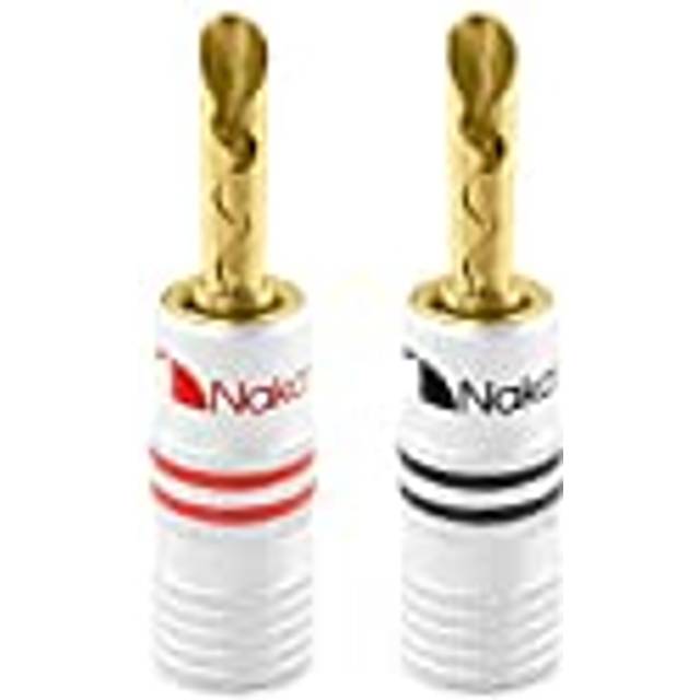 (2 Pcs (1-Pair)) Nakamichi Excel Series 24k Gold Plated BFA Banana Plug 12-18 AWG Gauge Size 4mm for Speakers Amplifier Hi-Fi Audio Stereo Cable Wire