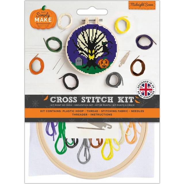 Simply Make Cross Stitch Kit Halloween/autumnal Crafts Diy Kids Fireworks Cat