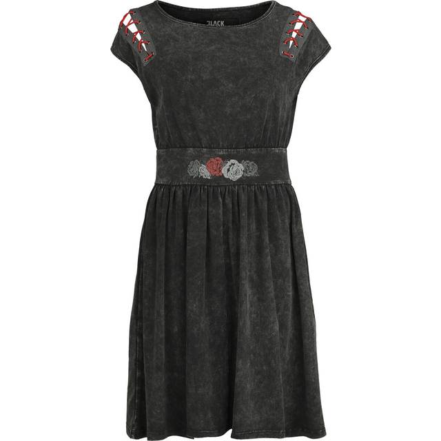 Black Premium by EMP Cut Out Dress with Roses Medium-length dress black