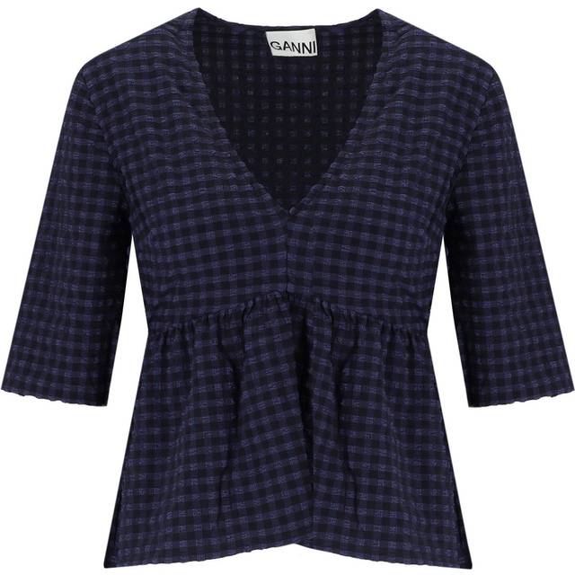 GANNI BLUE PEPLUM BLOUSE
