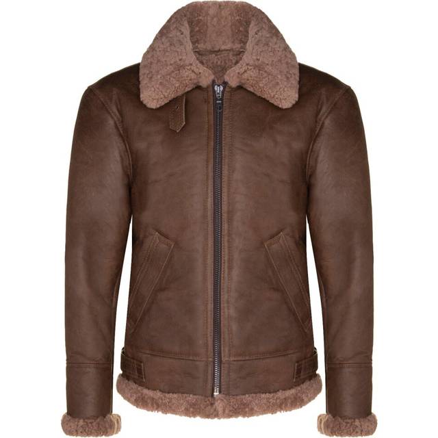 (4XL) Men's Brown B3 Sheepskin Aviator Flying Jacket