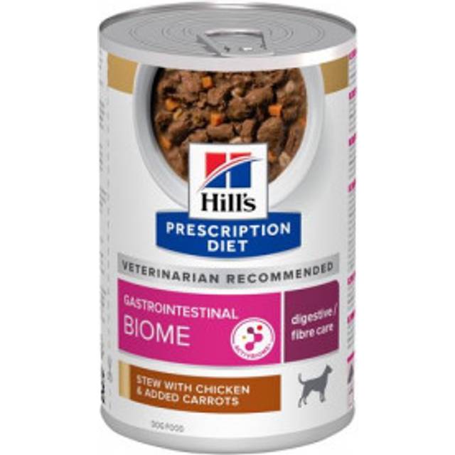 Hill's Prescription Diet Gastrointestinal Biome Digestive Care gryta hundfoder med kyckling och morot (på burk). Förpackning: 1 bricka (12 x 354 g)