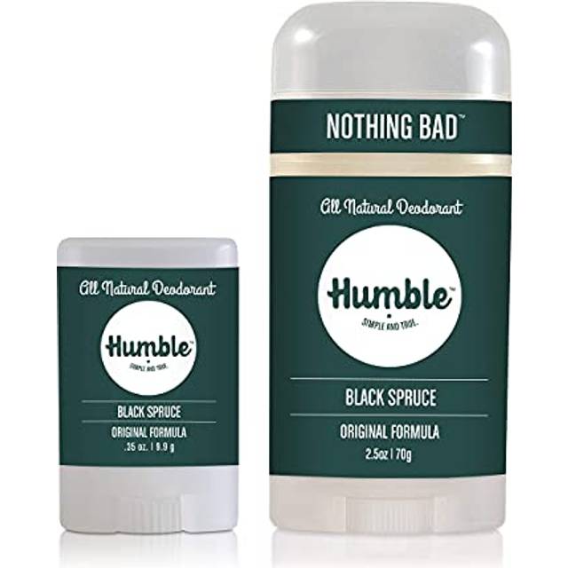 HUMBLE BRANDS Original Formula Aluminum-free Deodorant. Long Lasting Odor Control with Baking Soda and Essential Oils  Black Spruce  Full & Travel Pac