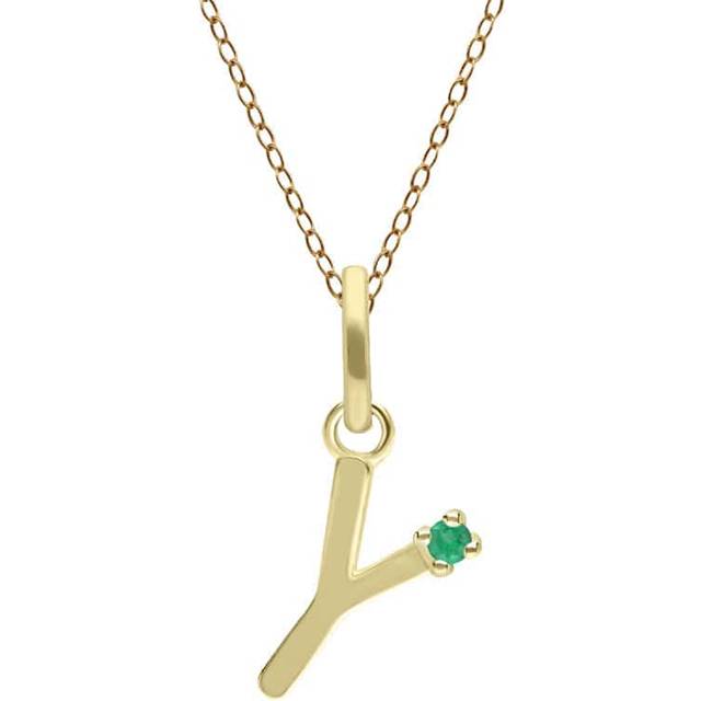 Initial Emerald Letter Necklace In 9ct Yellow Gold