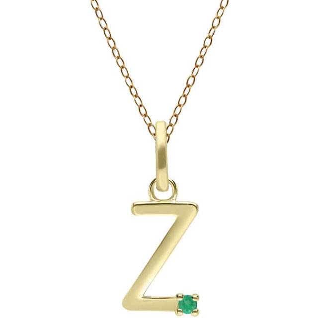 Initial Emerald Letter Necklace In 9ct Yellow Gold