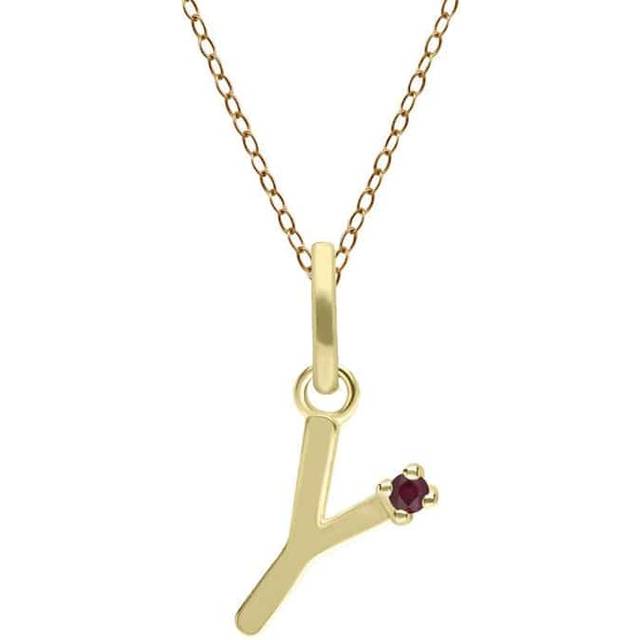 Initial Ruby Letter Necklace In 9ct Yellow Gold