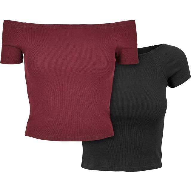 UC Ladies UC Off Shoulder Rib Tee 2-Pack Red/Black / XS T-shirt