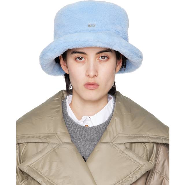 GANNI Blue Fluffy Tech Bucket Hat - 565 Light Blue Vinta - M-L