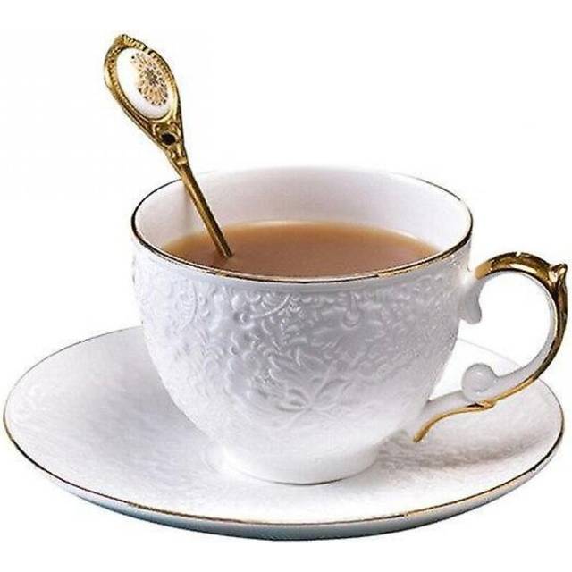 Luxury Ceramic Coffee Mug And Saucer Set With Spoon Flower Tea Cups|mugs