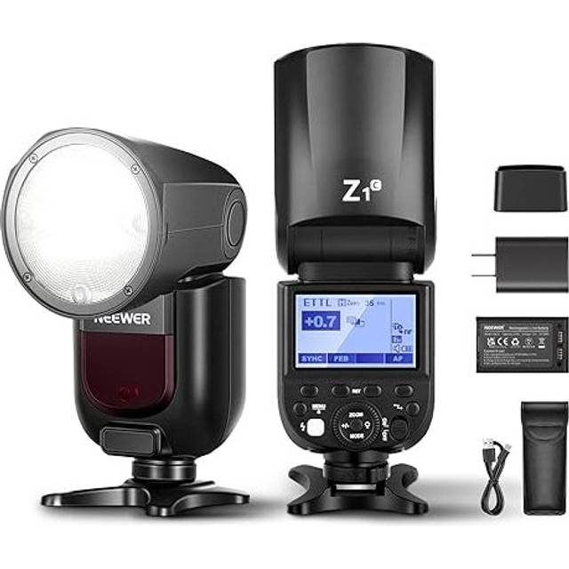 NEEWER Z1-S TTL Round Head Flash Speedlite for Sony with 2 Batteries