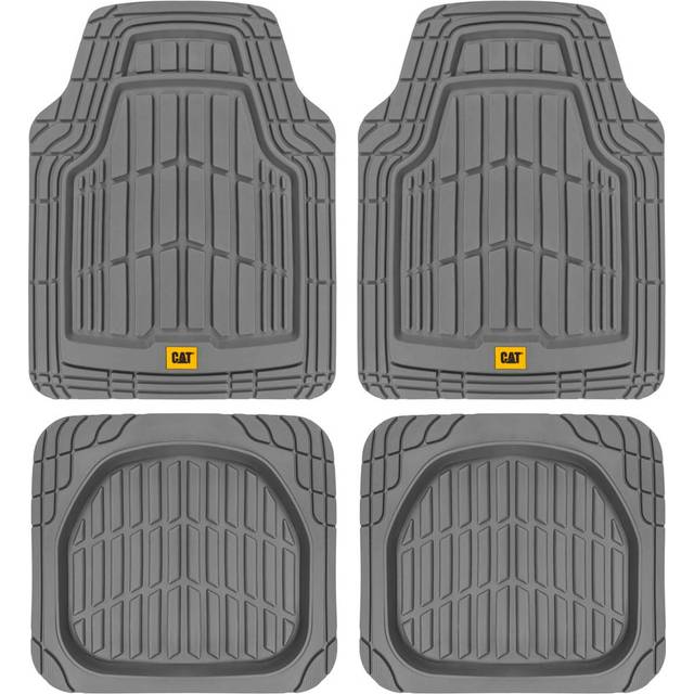 CAT ToughRide Heavy-Duty 4 Piece Rubber All Season Floor Mats for Car Truck Van SUV  Gray - Premium Trim to Fit Car Floor Mat  All Weather Deep Dish A