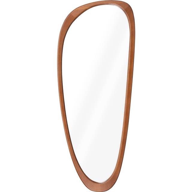 Pebble Wall Mirror - 60 x 24.5 cm - Wooden Asymmetrical Mirror - Trendy Funky Abstract Design - Aesthetic Home Decor - Beechwood Frame
