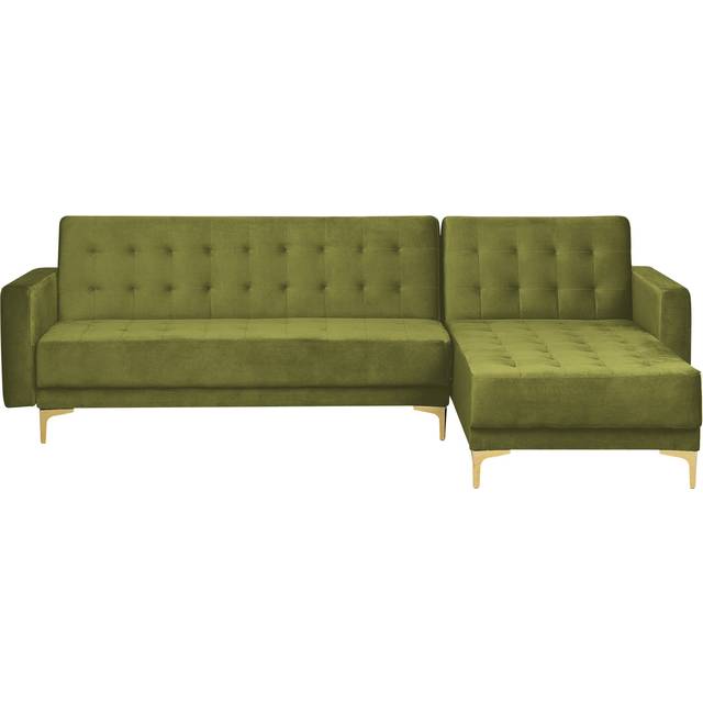 Left Hand Velvet Corner Sofa Green ABERDEEN