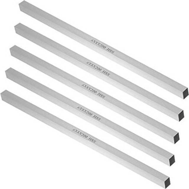 HSS Lathe Tool Bit 8mm x 8mm x 200mm, Square Lathe Turning Tool Blanks, High Speed Steel Rectangular Fly Cutter Mill Blank, 5pcs