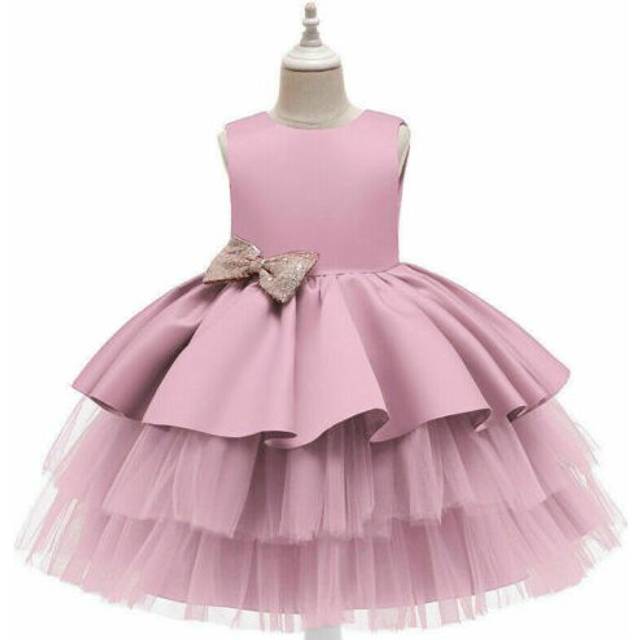 (2-3, Pink) Baby Kids Flower Girls Bridesmaid Dress Party Formal Wedding Birthday Princess
