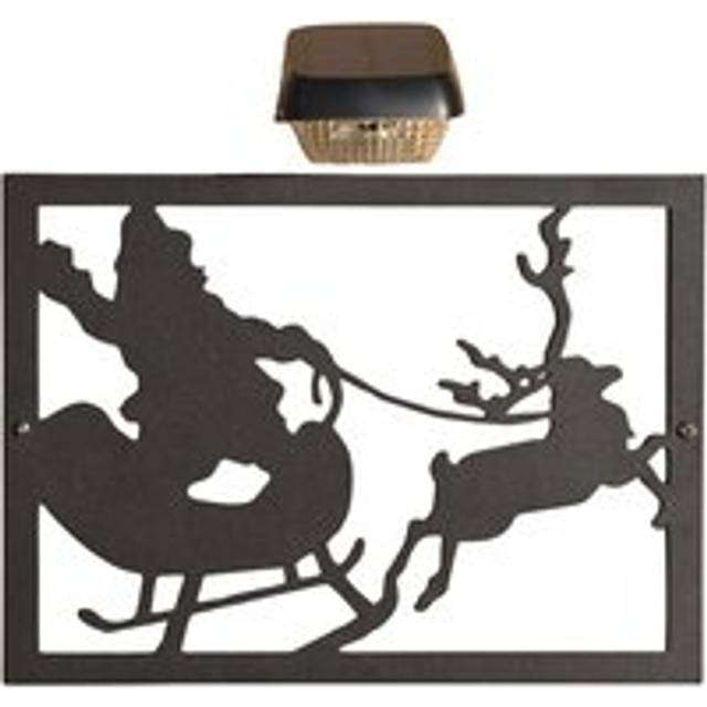 Santa and Reindeer Garden Wall Art and Solar Lighting - Black - One Size