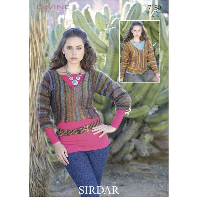 Sirdar Divine Knitting Pattern 7180 Women 32 - 42 Inches Sweaters
