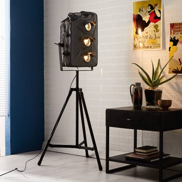 Iron Jerry Can Floor Lamp for Unique Lighting Statement - Black