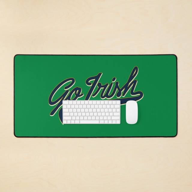 Desk Mat Go Irish Baseball Lettering Large Gaming Mouse Pad 35x16 inch
