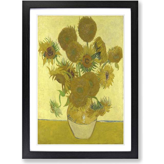 Sunflowers by Vincent Van Gogh Framed Painting Print - Black (62cm H X 45cm W)