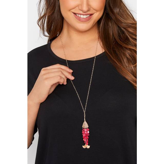 Gold Tone Fish Pendant Long Necklace - One Size