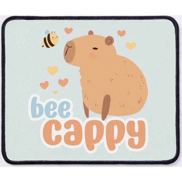 Mouse Pad capybara with a cute bee friends - bee cappy be happy a cute cartoon capybara chilling 11.8 x 9.8 inch Computer Mat Gaming Office Mousepad
