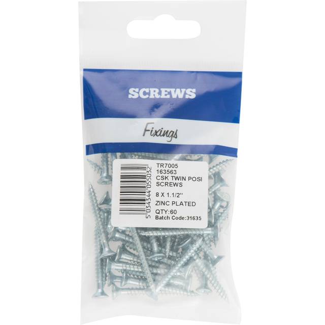 Hiatt Zinc Plated Countersunk Hard Twin Posi Screws 60 Pack - Hiatt Hardware