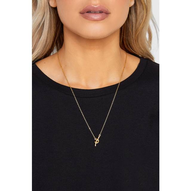 Gold Tone Knotted Pendant Necklace - One Size