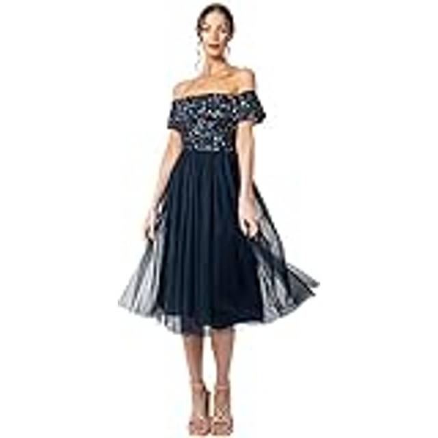 Bardot Embellished Midi Dress - Dark Navy - 14