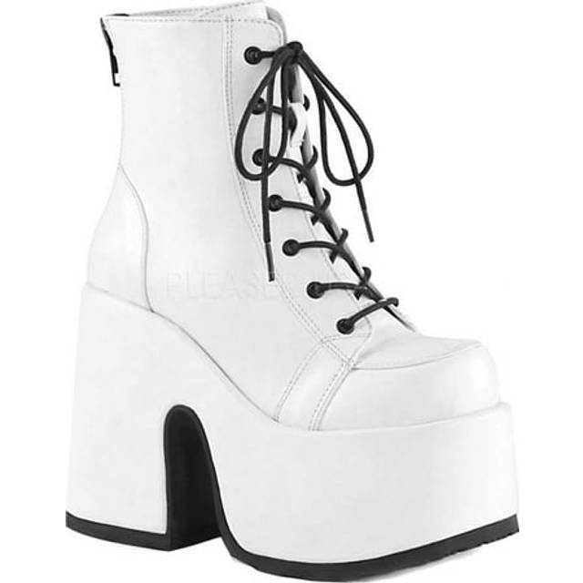 (UK 6/EU 39/US 9) DemoniaCult Womens Ankle Boots CAMEL-203 Wht Vegan Leather