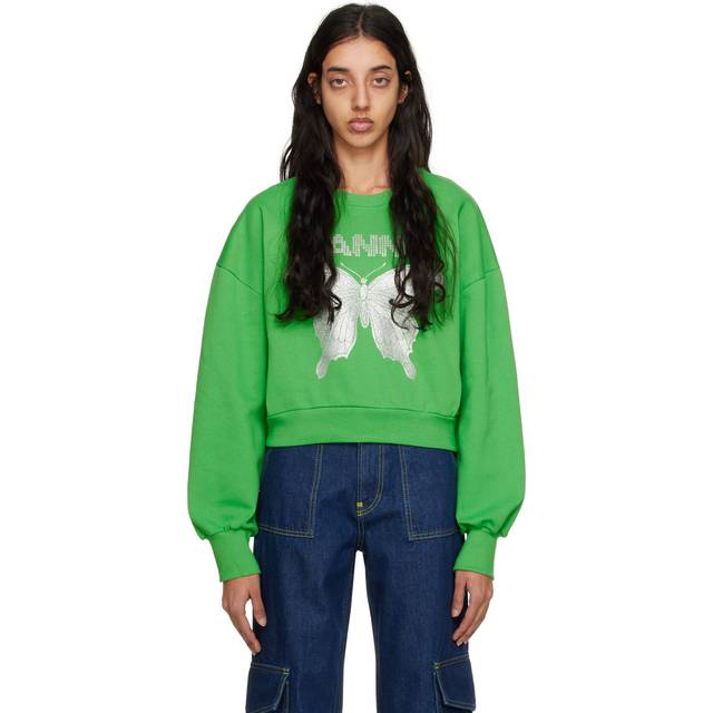 GANNI Green Butterfly Sweatshirt - 801 Kelly Green - XXS