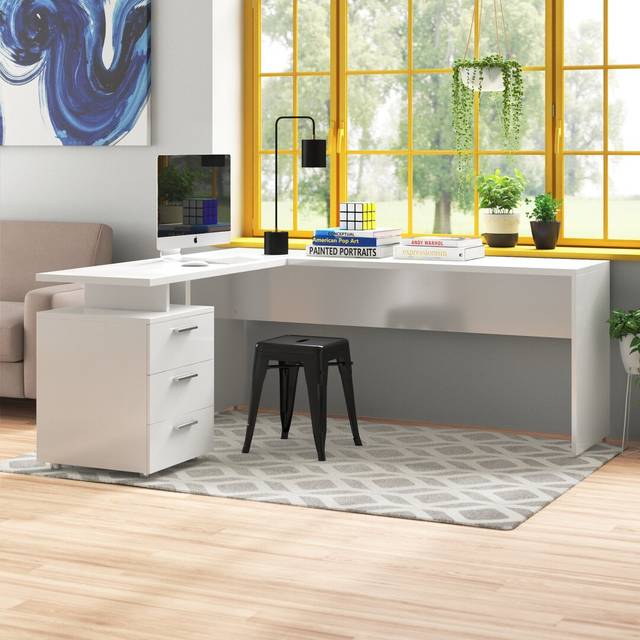 Calderone 180cm W Rectangular Executive Desk - White (75cm H X 180cm W X 152.4cm D)