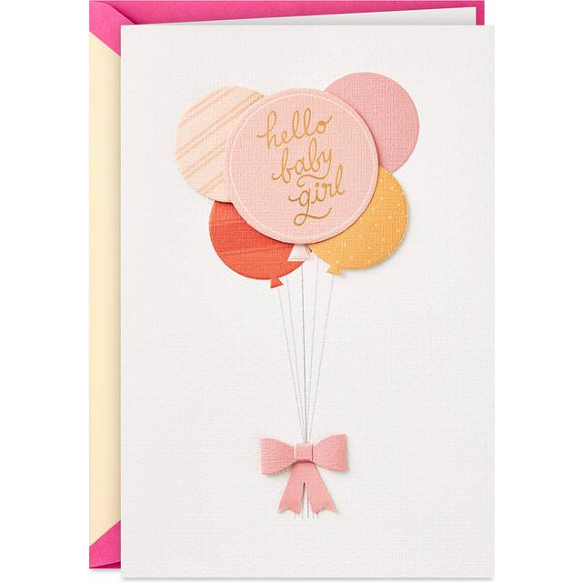 Hallmark Signature Baby Shower Card for Girl (Balloons) Welcome New Baby Girl  Congratulations