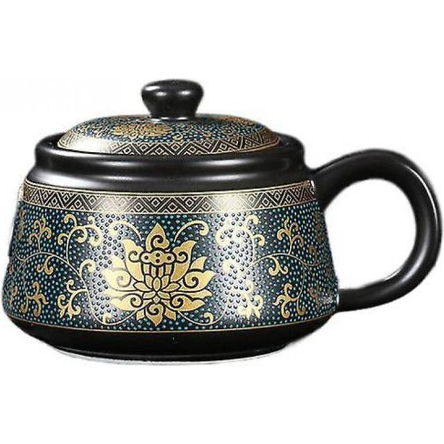 250ml Black Vintage Ceramic Teapot, Handmade Kettle Tea Set