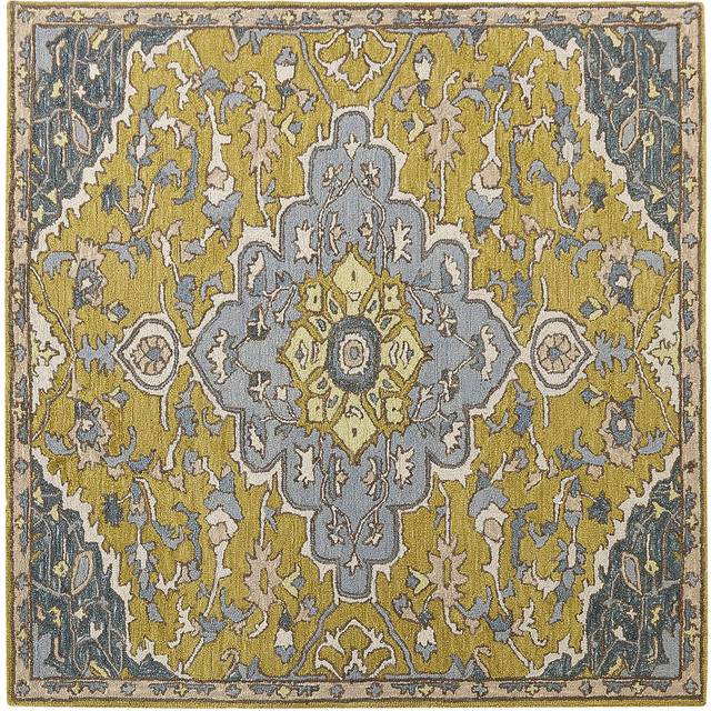 Wool Area Rug 200x 200 cm Yellow and Blue MUCUR