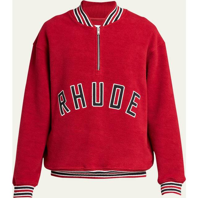Terry-Cotton Varsity Sweatshirt with Half Zip size S (S)