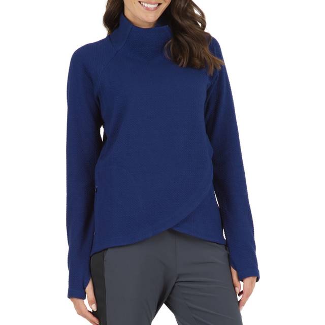 Ibkul Popcorn Stitch Asymmetrical Zip Pullover