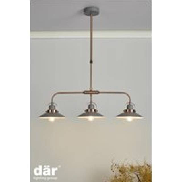 dar lighting Lid0339 Liden 3 Light Bar Pendant Graphite Copper - Grey