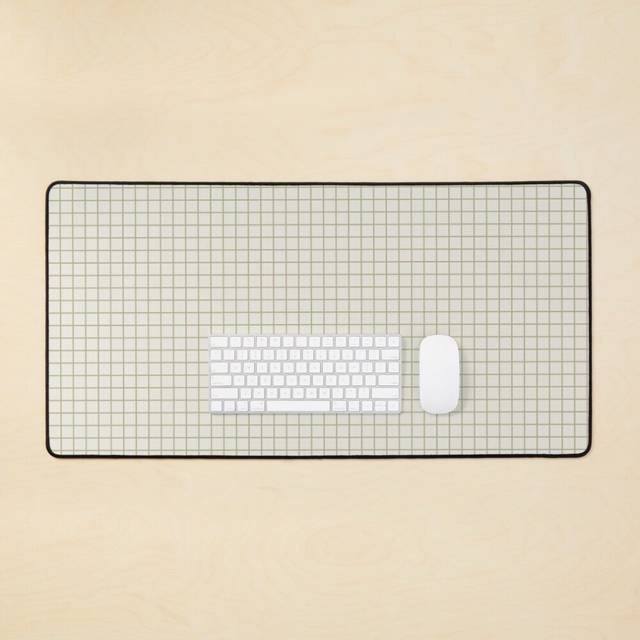 Desk Mat Sage green small grid minimal pattern Large Gaming Mouse Pad 35x16 inch