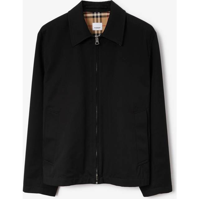 Burberry, Light Jackets, male, Black, M, Rain-Resistant Cotton Jacket
