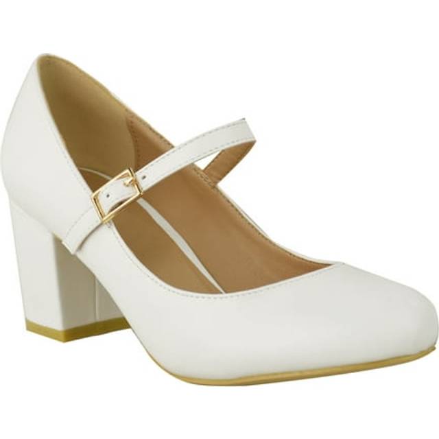 Araceli Block Heel Mary Jane Pumps In - White - Size 6 - Where's That From