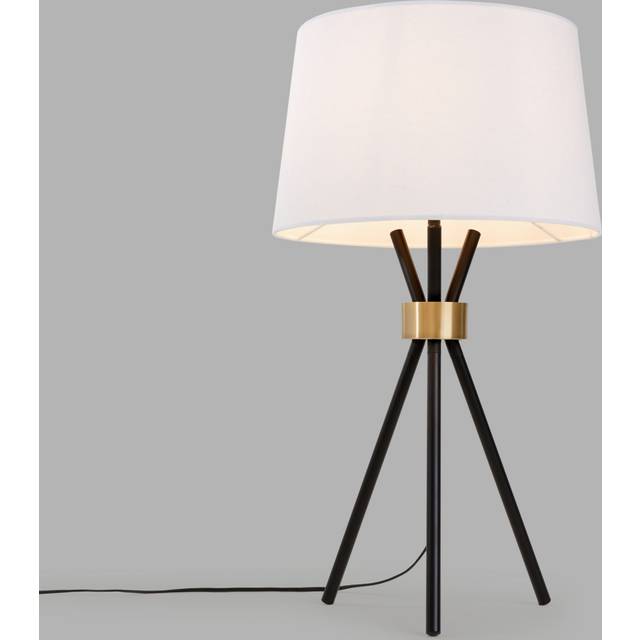 John Lewis Locket Tripod Table Lamp, Black/Brass