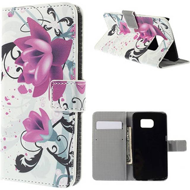 Moberg Samsung Galaxy S6 Edge Plånbok Fodral - Lila Blommor