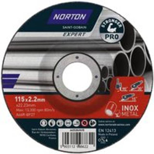 Norton Expert Steel & Inox Cutting/Grinding Disc - 115 x 2.2 x 22.23mm