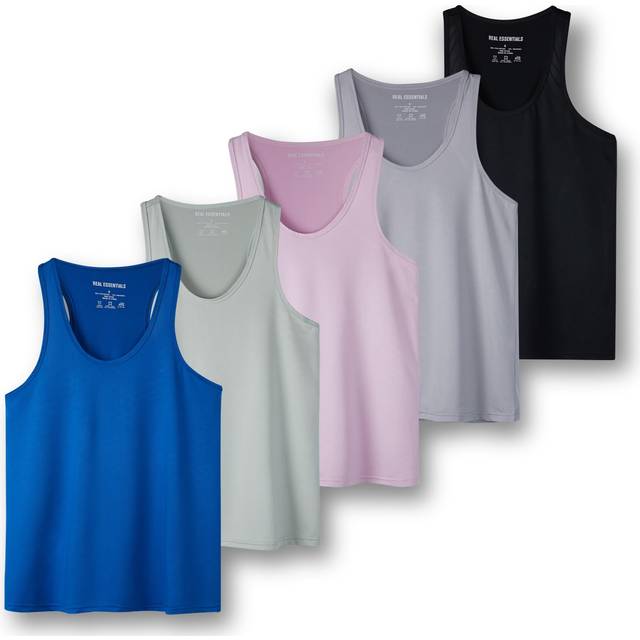 5 Pack: Womens Plus Size Quick Dry Fit Ladies Tops Blouse Tee Athletic Yoga Workout Running Gym Active Tees Exercise Women Racerback Sleeveless Flowy