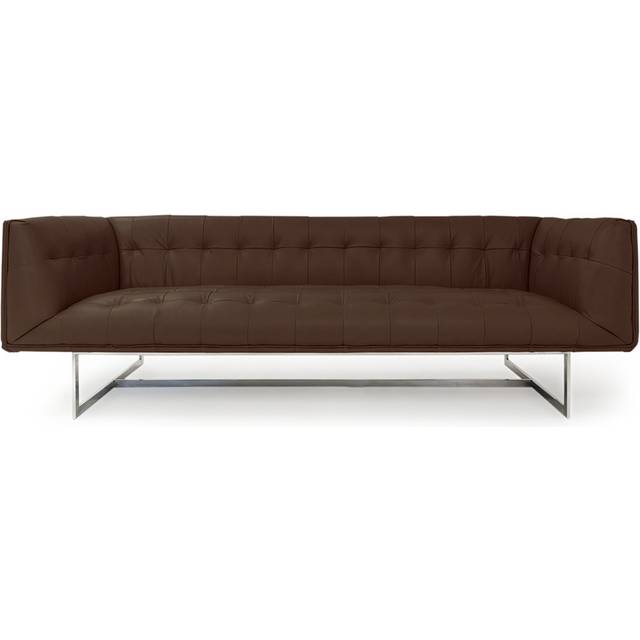 Edward 87" Leather Sofa, Brown Italian