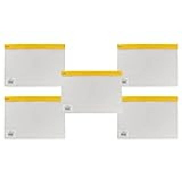 Snopake A4 Plus 370 x 260 mm Zippa Bag 'S' with Zip Strip - Transparent/Yellow (Pack of 5)