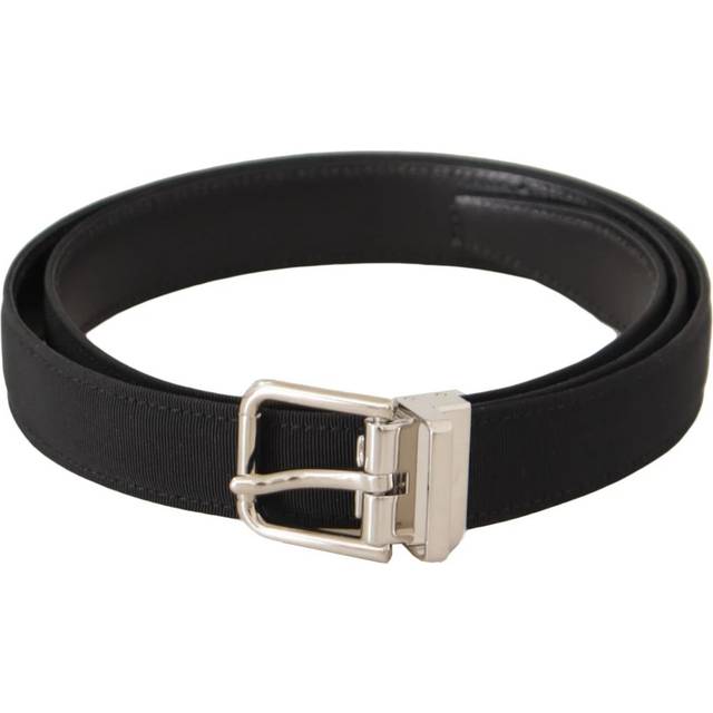 Dolce & Gabbana Black Canvas Silver Tone Metal Buckle Men Belt - 95 cm / 38 Inches